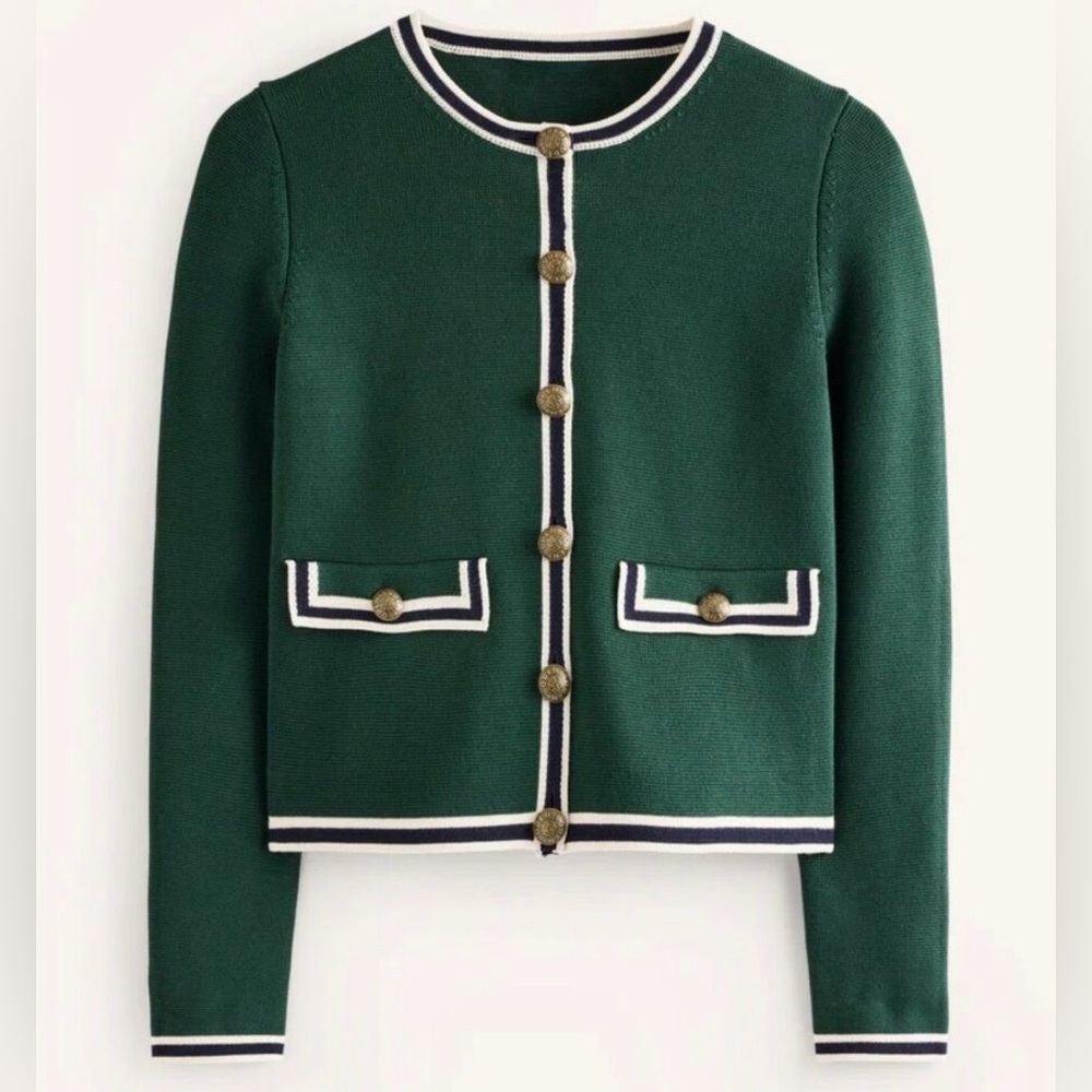 BODEN Holly Knitted Jacket Cotton Cardigan Sweater Size 8